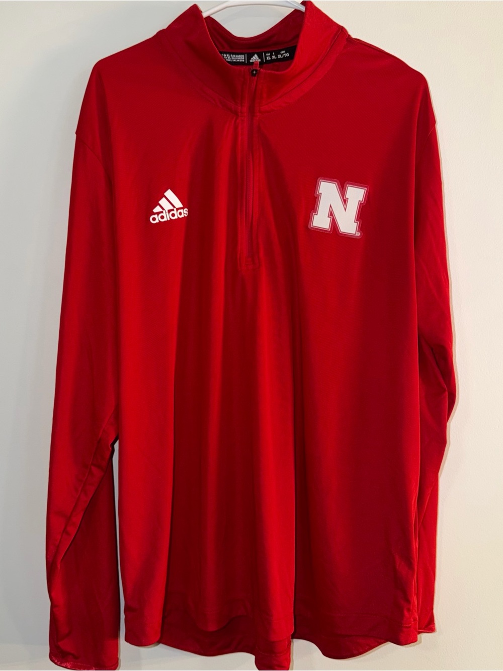 Adidas Men’s Red Nebraska Quarter-Zip Pullover XL